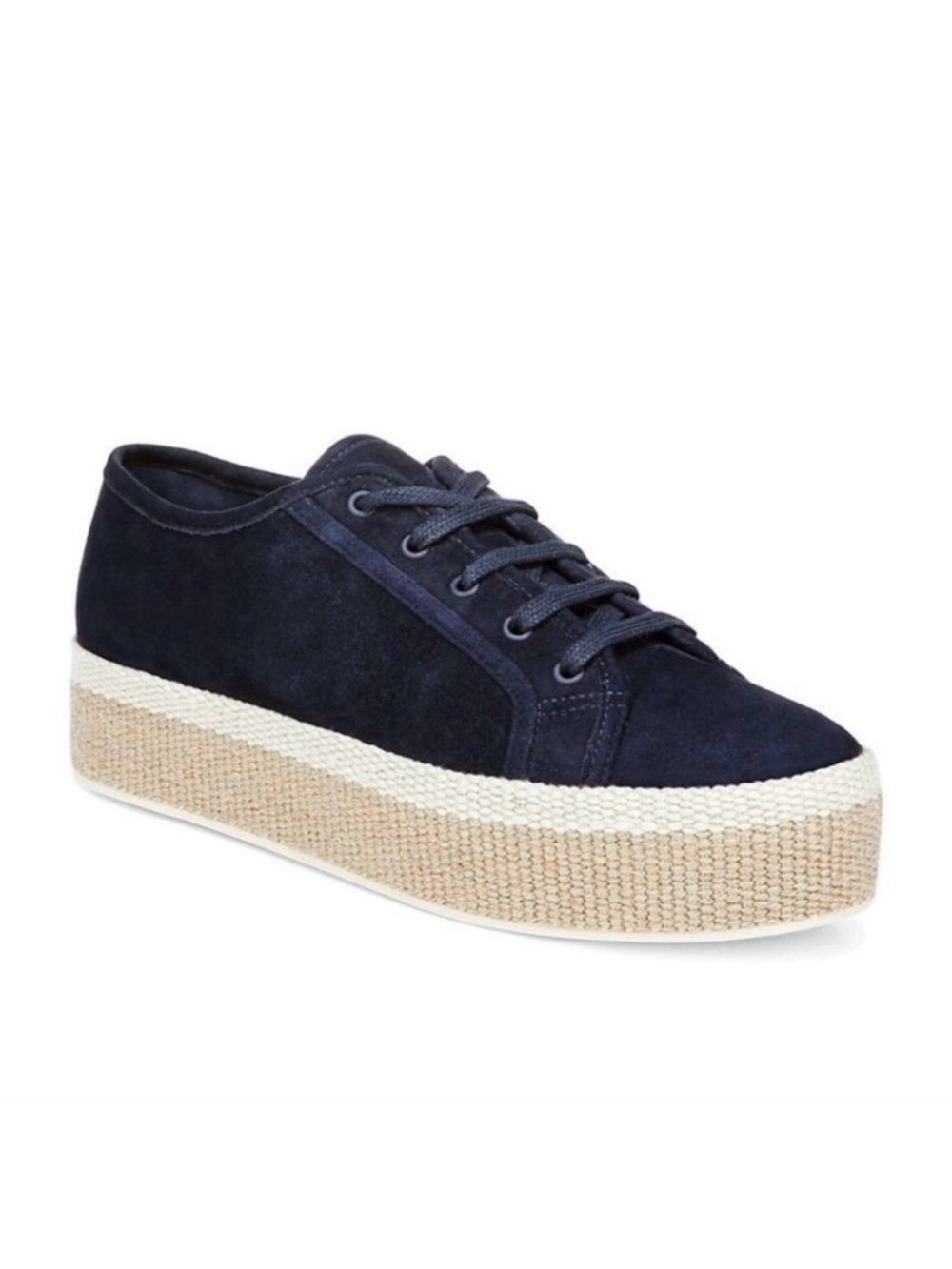 Vince Navy Suede Platform Lace-Up Sneaker, Size 10